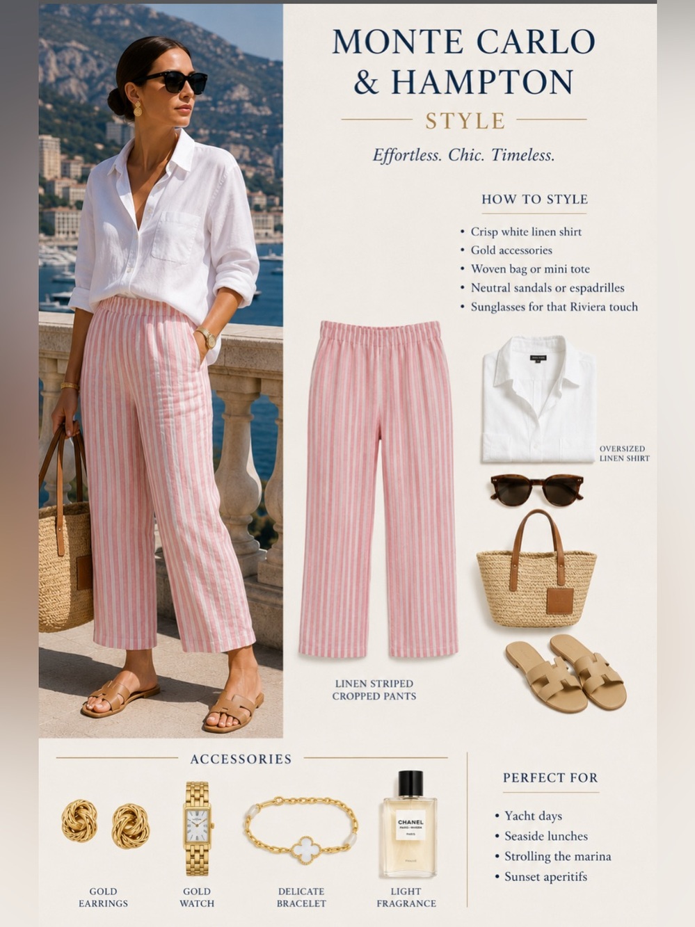 Linen (Blend?) Soft Pink & White Cropped Pants